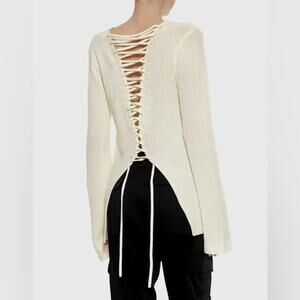 A.L.C Markell Lace Up Back Cashmere Blend Sweater XS Cream